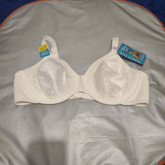 Vanity Fair 76080 Beauty Back Smoothing Mimimizer Bra Floral White Lace 42D - Picture 1 of 6